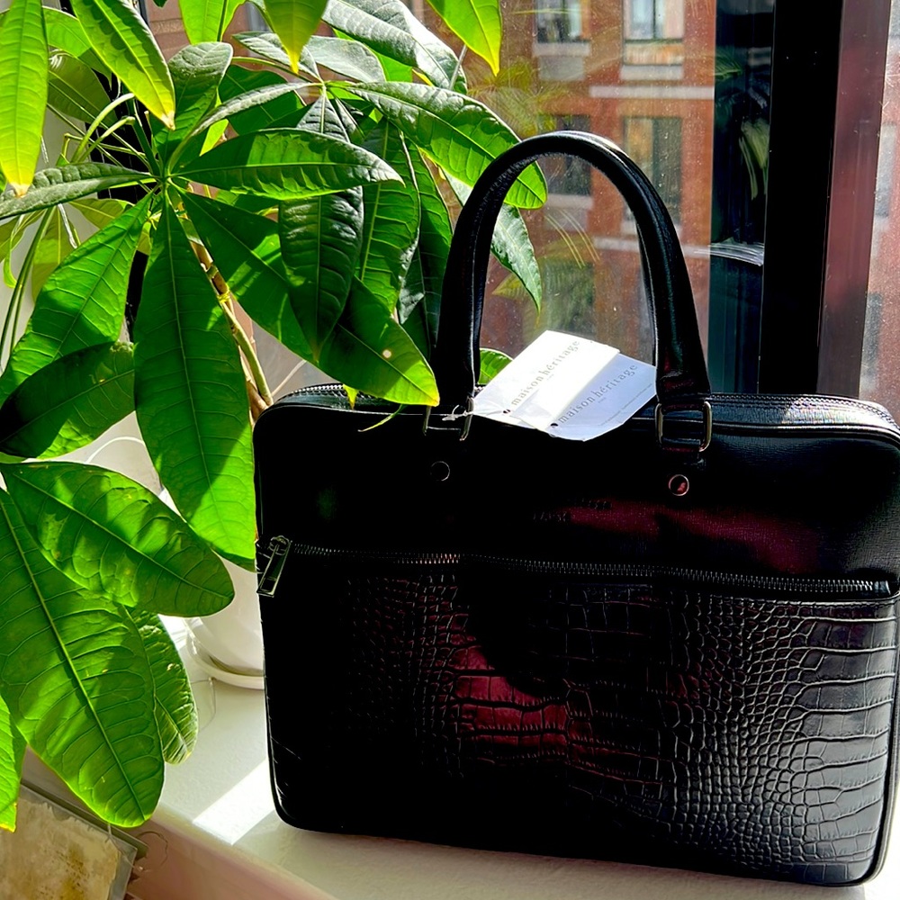 Black leather briefcase (Maison heritage)